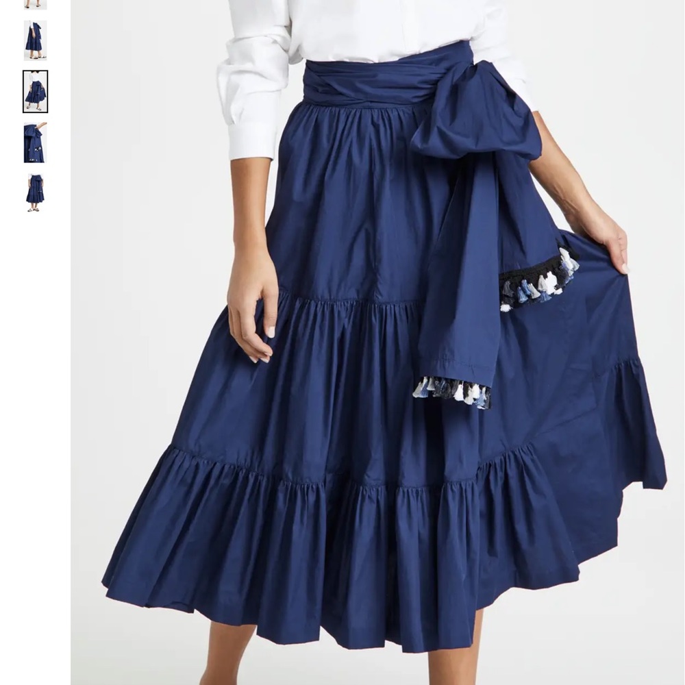 Silvia Tcherassi Michaela Navy Wrap Skirt-Size Medium